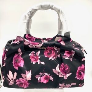 Kate Spade New York Classic Nylon Black Multi Stevie Baby Bag~Rose Print~Vintage